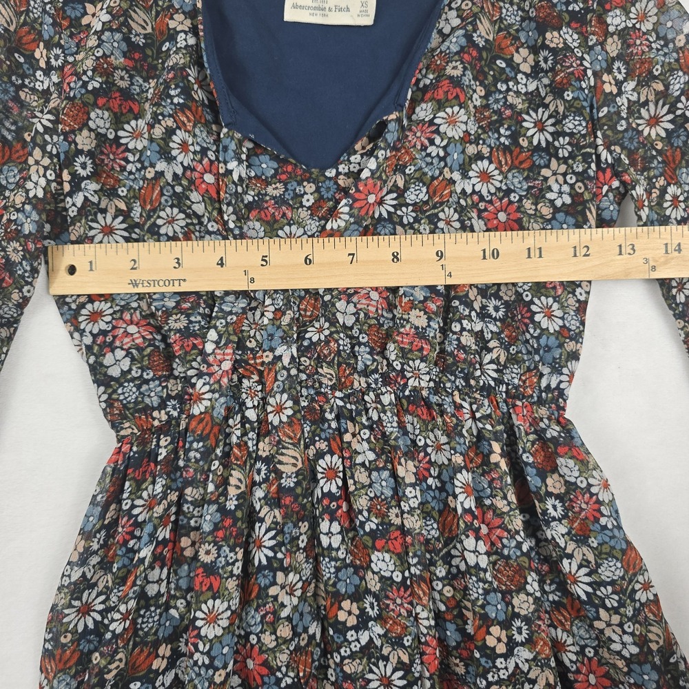 Abercrombie & Fitch Women's Size‎ XS Floral Tie Lined Long Sleeve Dress - Picture 3 of 7